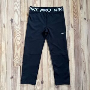 NWT Nike Pro Girls Black Elastic waist DriFIT Mid rise Training Capri Legging XL